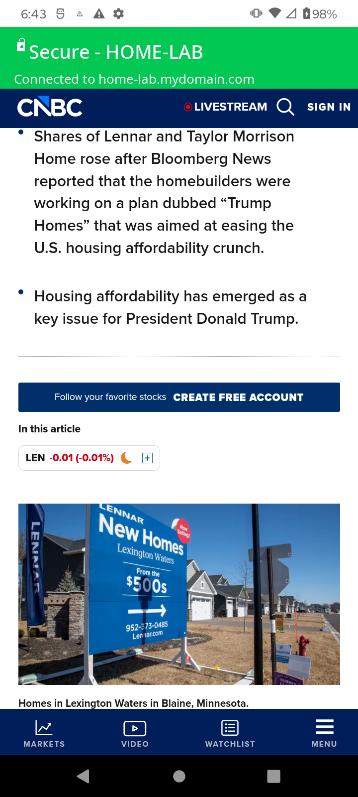 Status bar — connected